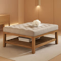 Large Upholstered Tufted Linen Ottoman Coffee Table-0