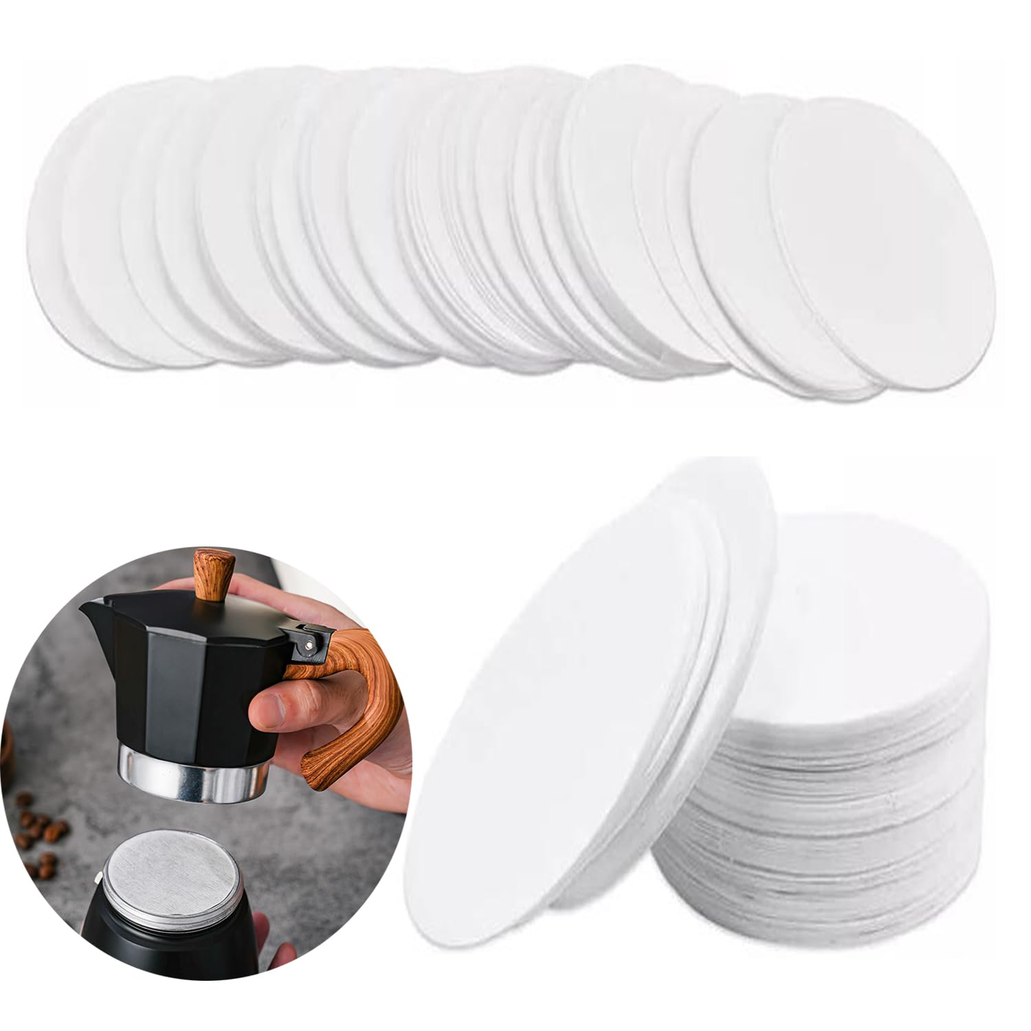 500 Count Replacement Paper Filters Round Disposable Coffee Filters Paper Micro-filters Compatible with Aeropress Coffee Makers for Brewing Tea and Coffee. (White)