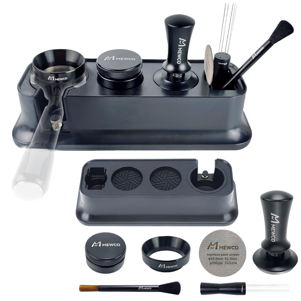 7 Pack Espresso Tamper Station&Coffee Distributor Tamper&Espresso WDT Stirrer&Coffee Tamping&Brush&Coffee Dosing Funnel&Espresso Puck Screen Espresso Accessories for Bar Home Office (54 mm)