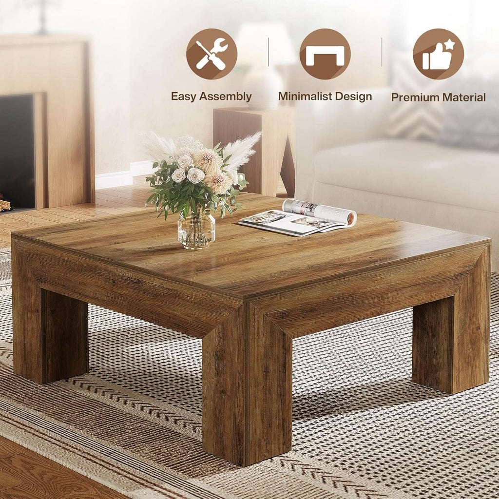 Rectangular Coffee Table ThirtyNine Inches Rustic Brown-4