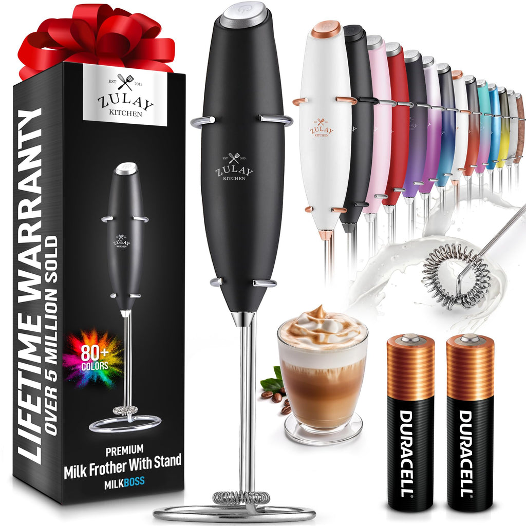 Zulay Kitchen Powerful Milk Frother Wand - Black