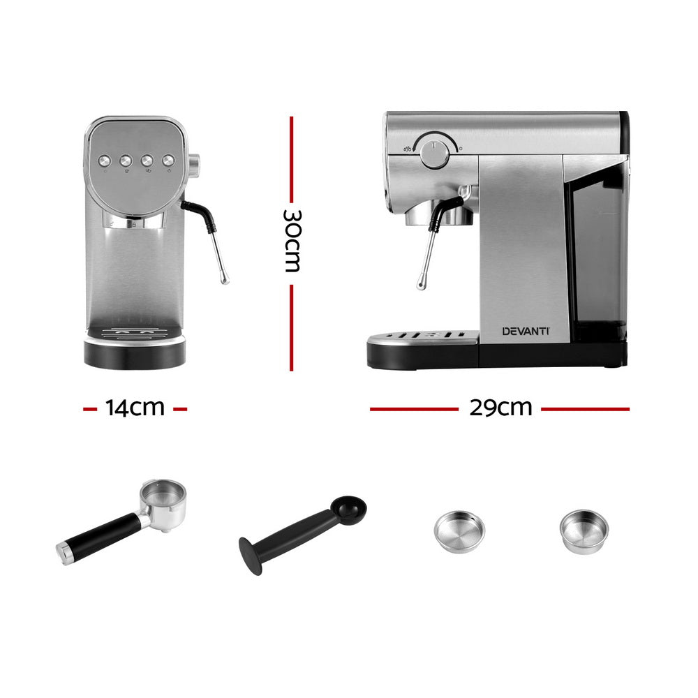 Devanti 20 Bar Coffee Machine Espresso Cafe Maker-1