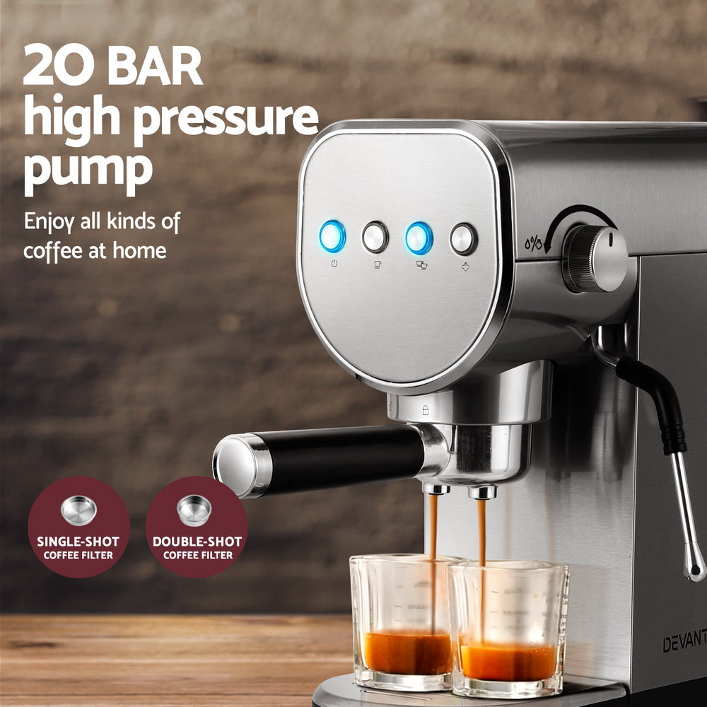 Devanti 20 Bar Coffee Machine Espresso Cafe Maker-3