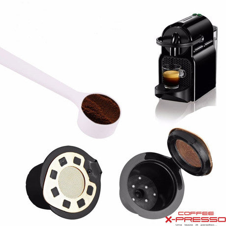 Refillable Coffee Capsule Set of 2 for Nespresso Coffee Machines, Gold