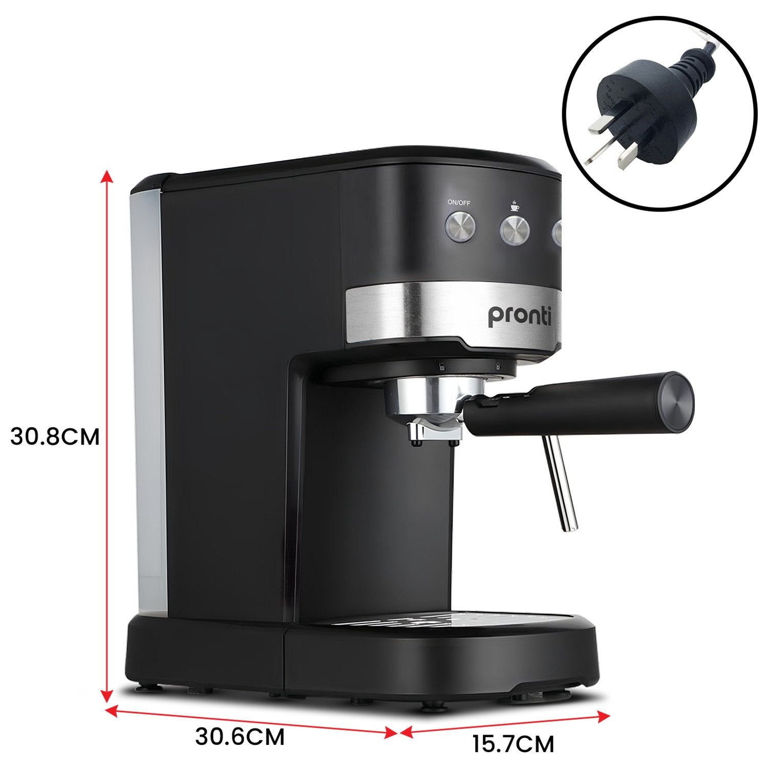 Pronti CM-850D Coffee Machine 20 Bar Espresso Maker with Milk Frother and 1.25L Tank-3