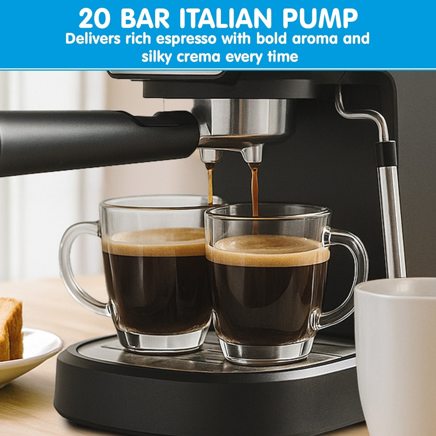 Pronti CM-850D Coffee Machine 20 Bar Espresso Maker with Milk Frother and 1.25L Tank-4