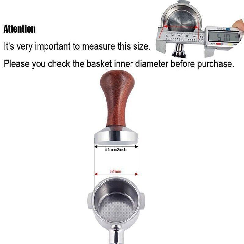 51mm Coffee Tamper Aluminum Alloy Base Wooden Handle for Espresso Machine-2