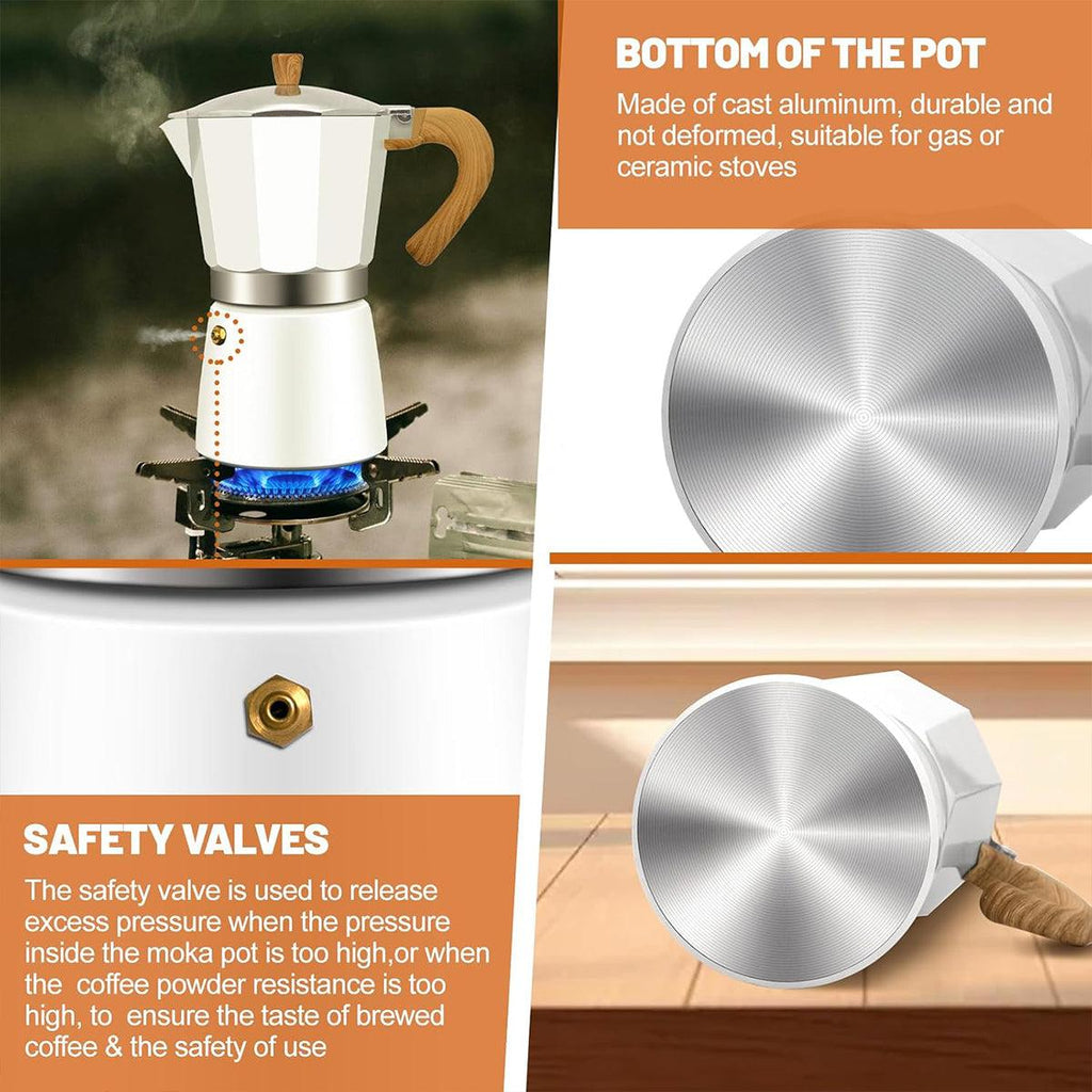 Portable Coffee Maker Wood Grain Handle Outdoor Manual Espresso Machine Camping - Blue-150ml-4