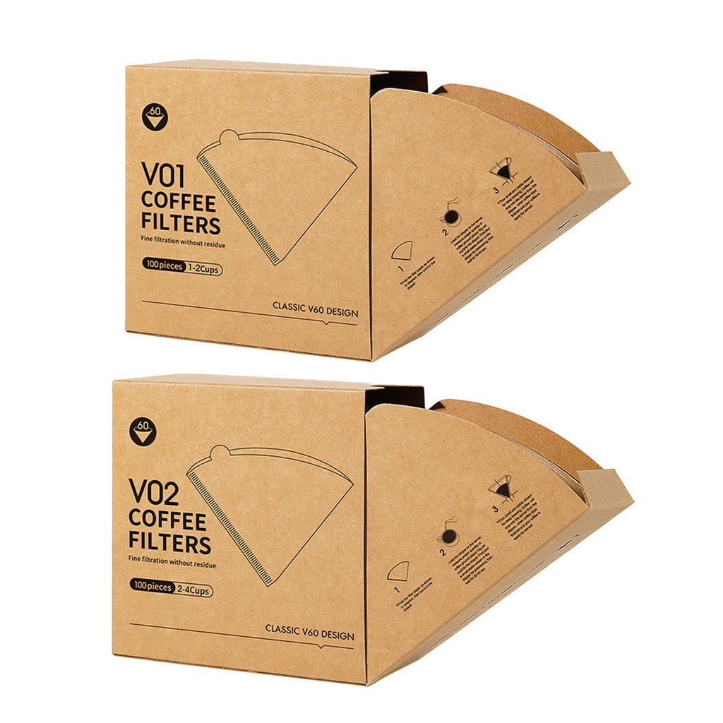 100PCS Coffee Filter Paper Drip Cone Funnel Handmade Filters for Coffee Machine - V02-100PCS-1