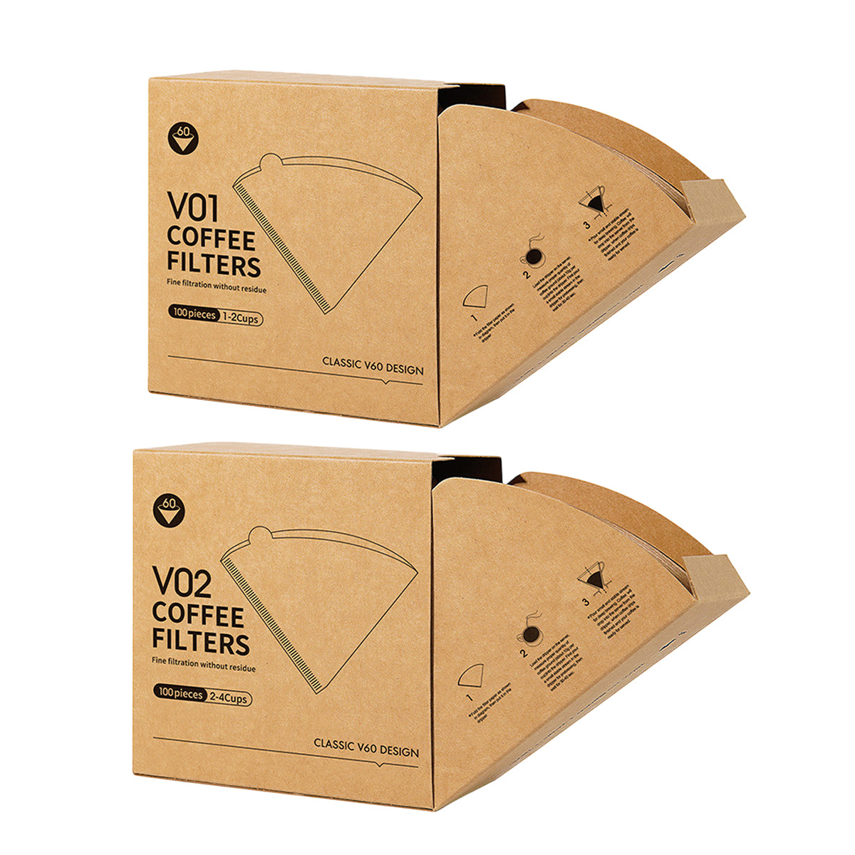 100PCS Coffee Filter Paper Drip Cone Funnel Handmade Filters for Coffee Machine - V02-100PCS-1