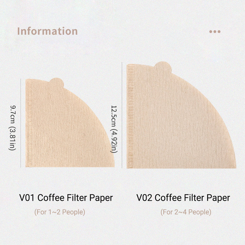 100PCS Coffee Filter Paper Drip Cone Funnel Handmade Filters for Coffee Machine - V02-100PCS-2