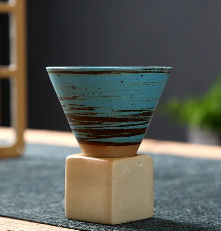 Stoneware Espresso Cup Creative With Base Vintage Ceramic
