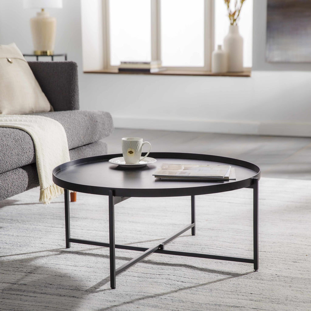 Black Metal Round Coffee Table - Clearance-1