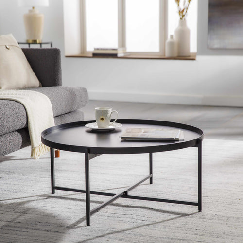Black Metal Round Coffee Table - Clearance-1