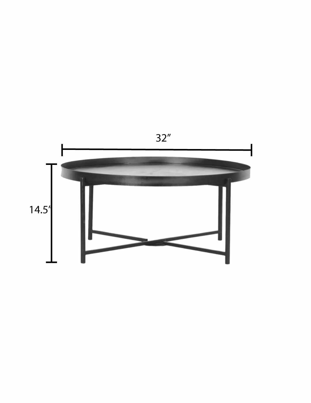 Black Metal Round Coffee Table - Clearance-3