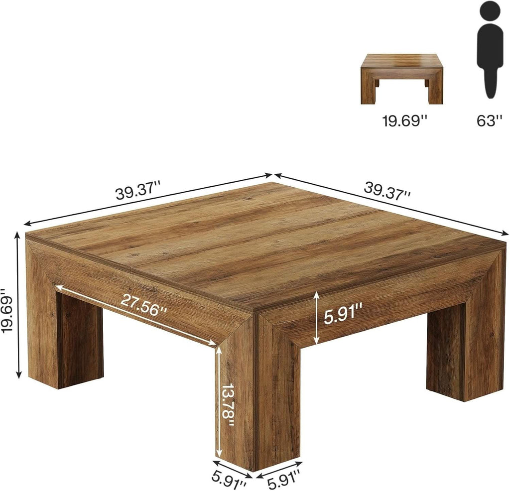 Rectangular Coffee Table ThirtyNine Inches Rustic Brown-1