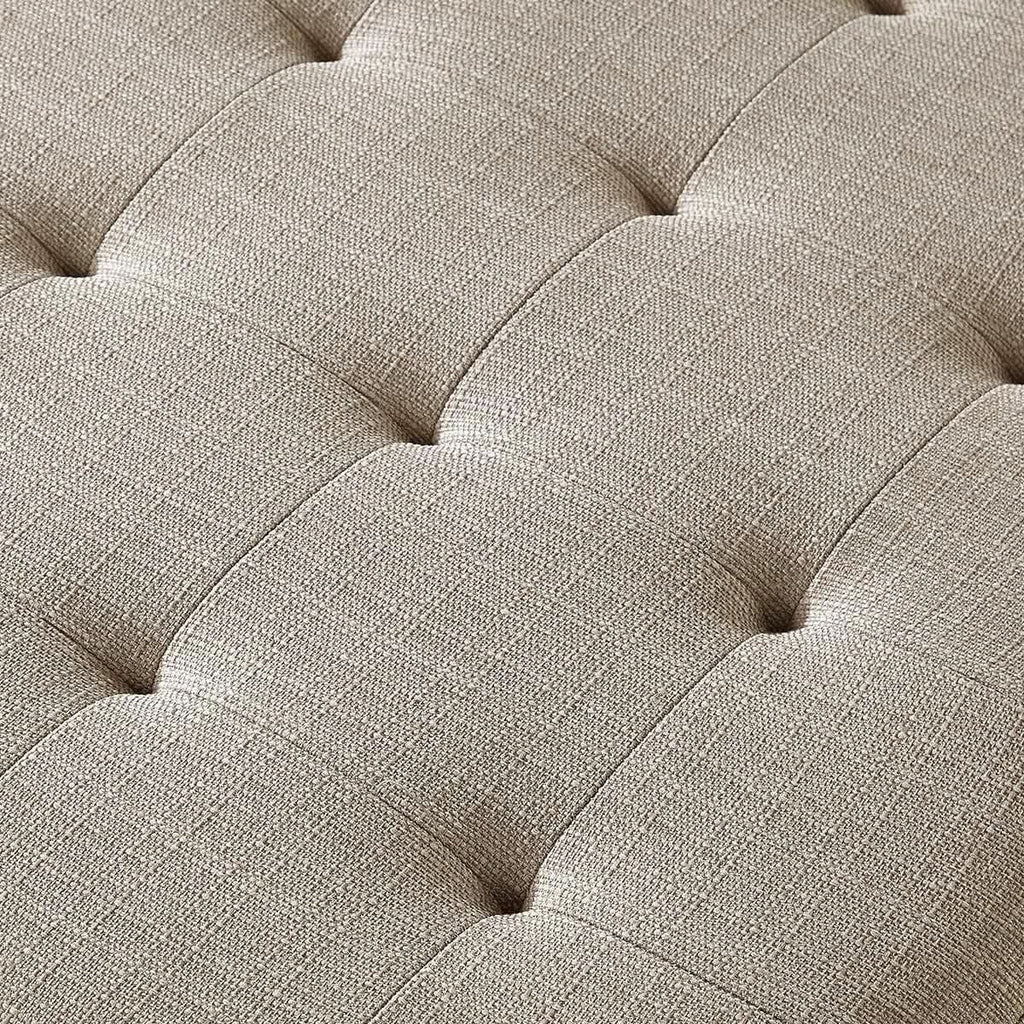 Large Upholstered Tufted Linen Ottoman Coffee Table-4