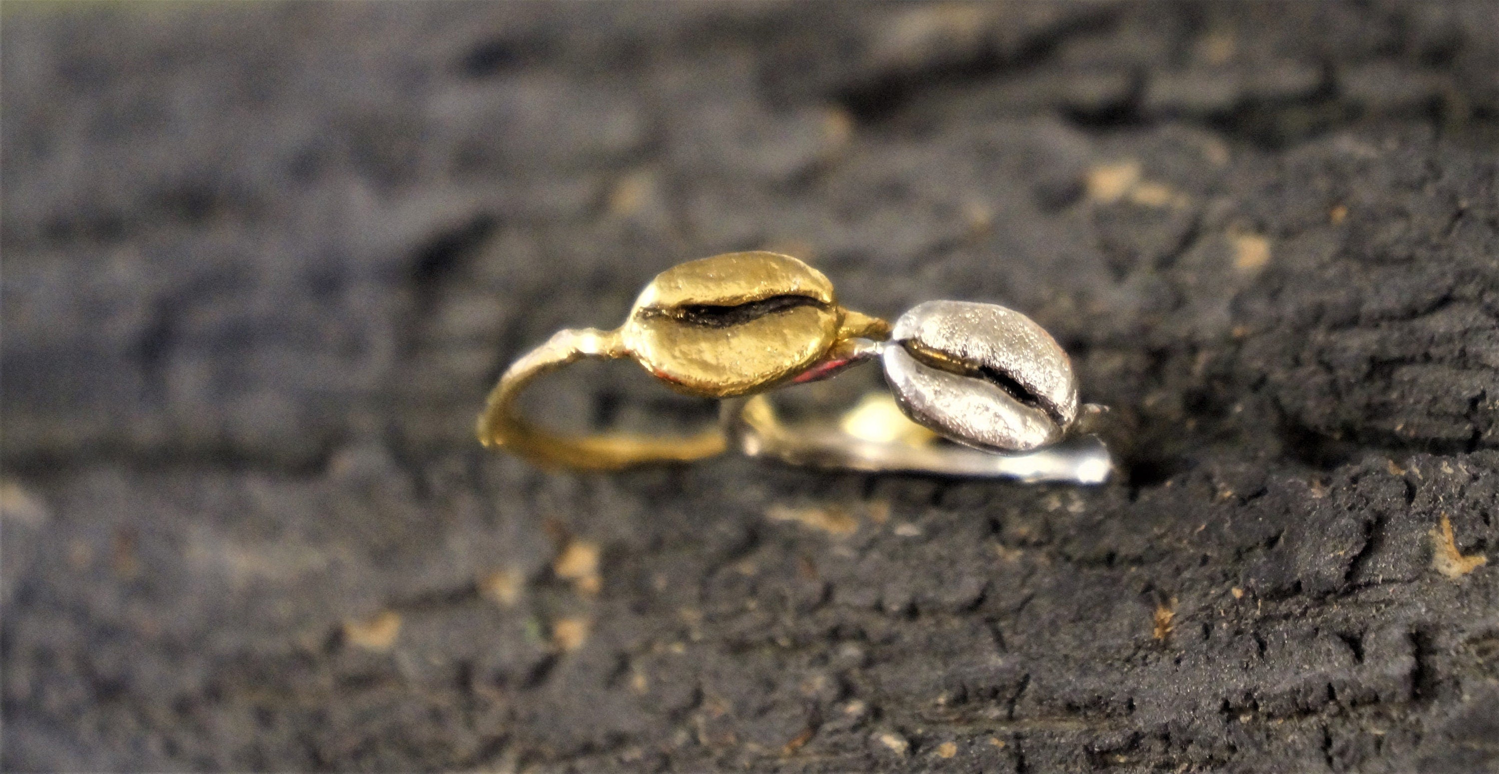 Silver Coffee Ring, Gold-Plated Sterling Silver Jewelry, Coffee Bean Ring, Gift for Her, Birthday Gift for Women, Handmade Jewelry-0
