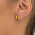Gold-Plated Coffee Earrings, Gold-Plated Jewelry, Brass Studs, Coffee Bean Charm, Unique Gift Idea-0